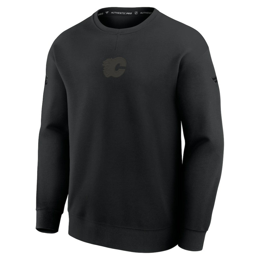 NHL Black Calgary Flames Fanatics Authentic Pro Road Tri-Blend Sweatshirt