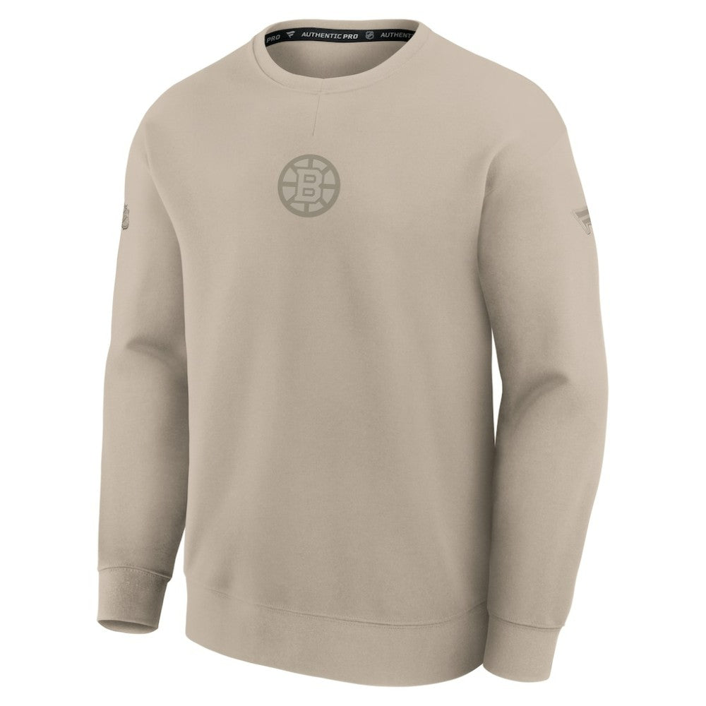 NHL Tan Boston Bruins Fanatics Authentic Pro Road Tri-Blend Sweatshirt