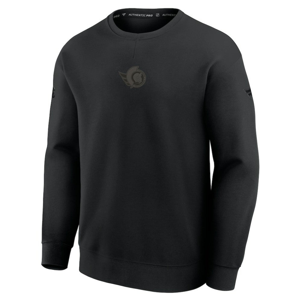 NHL Black Ottawa Senators Fanatics Authentic Pro Road Tri-Blend Sweatshirt