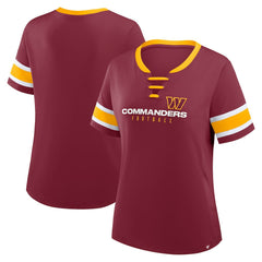 Women's Redzone Draw Play Athena Lace-Up T-Shirt - Washington Commanders