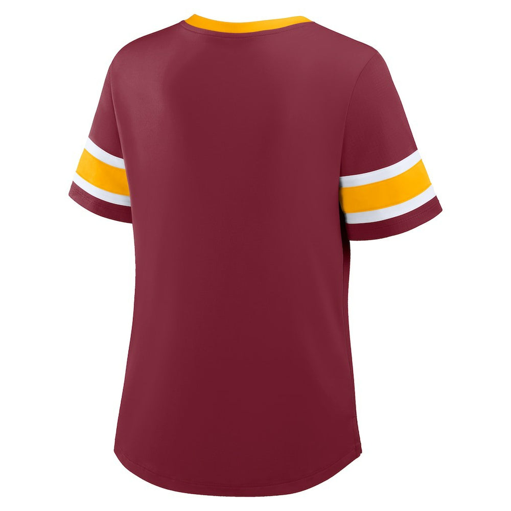 Women's Redzone Draw Play Athena Lace-Up T-Shirt - Washington Commanders
