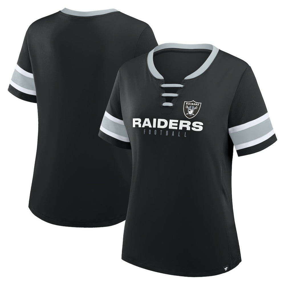 Women's Redzone Draw Play Athena Lace-Up T-Shirt - Las Vegas Raiders