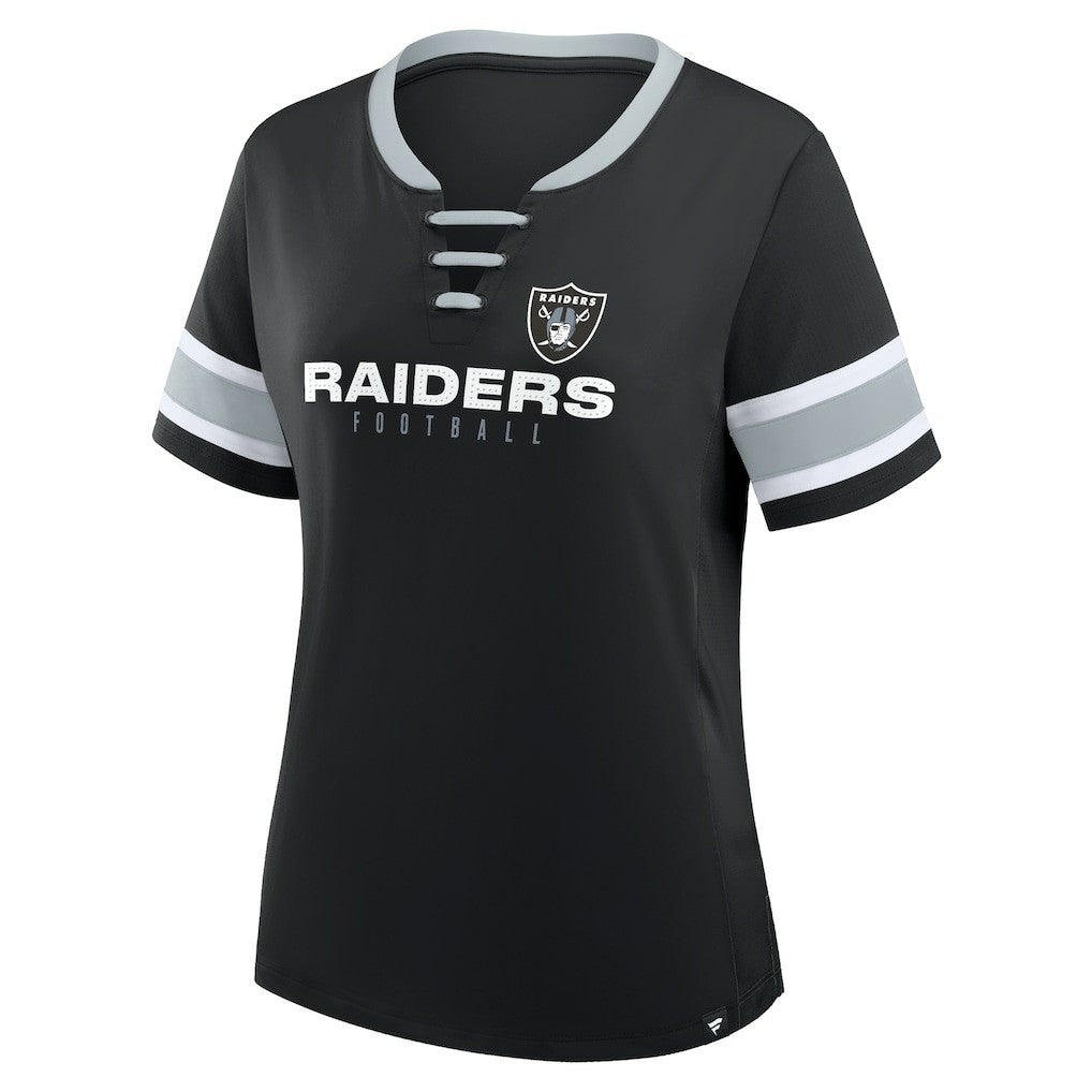 Women's Redzone Draw Play Athena Lace-Up T-Shirt - Las Vegas Raiders