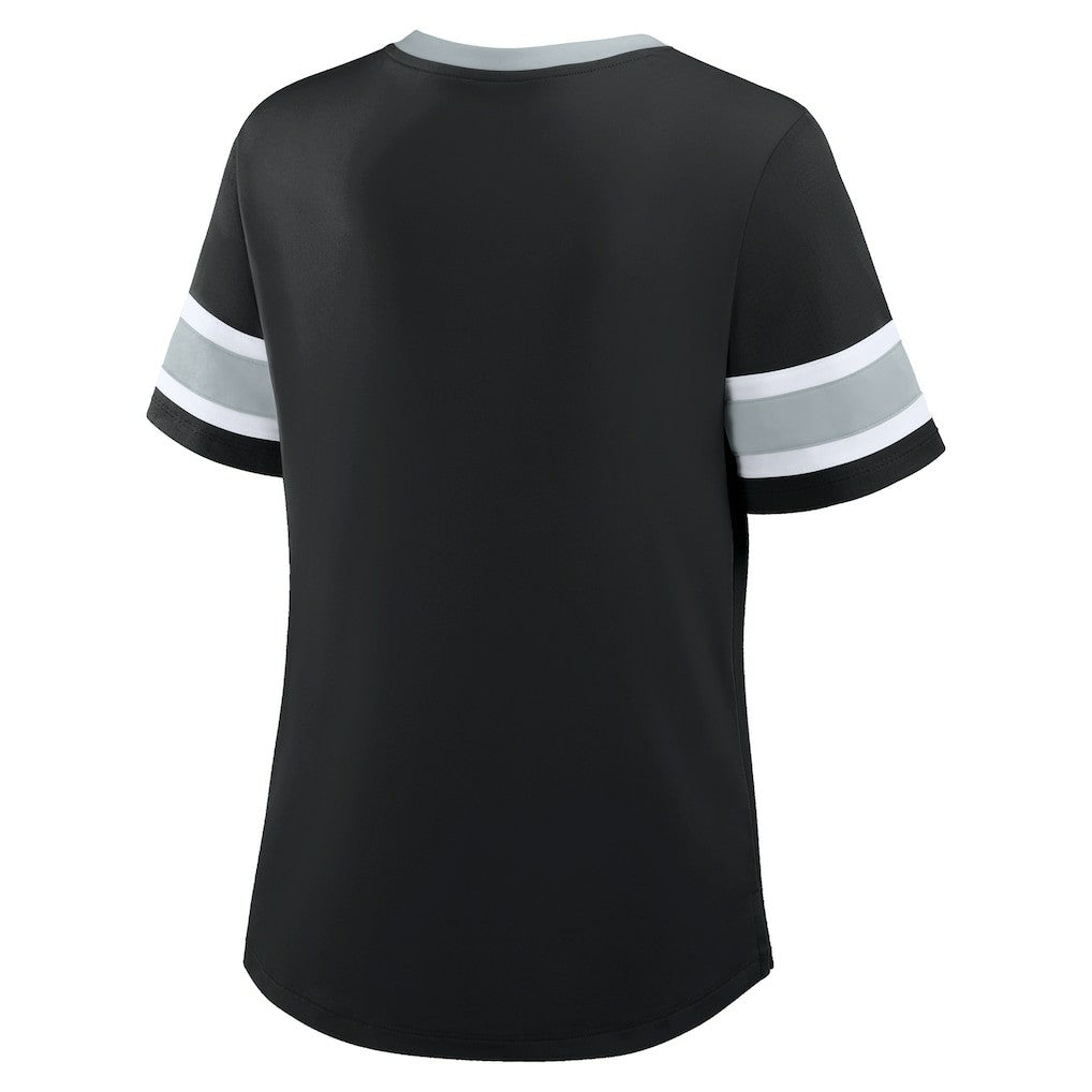 Women's Redzone Draw Play Athena Lace-Up T-Shirt - Las Vegas Raiders