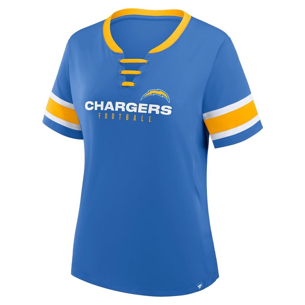 Women's Redzone Draw Play Athena Lace-Up T-Shirt - Los Angeles Chargers
