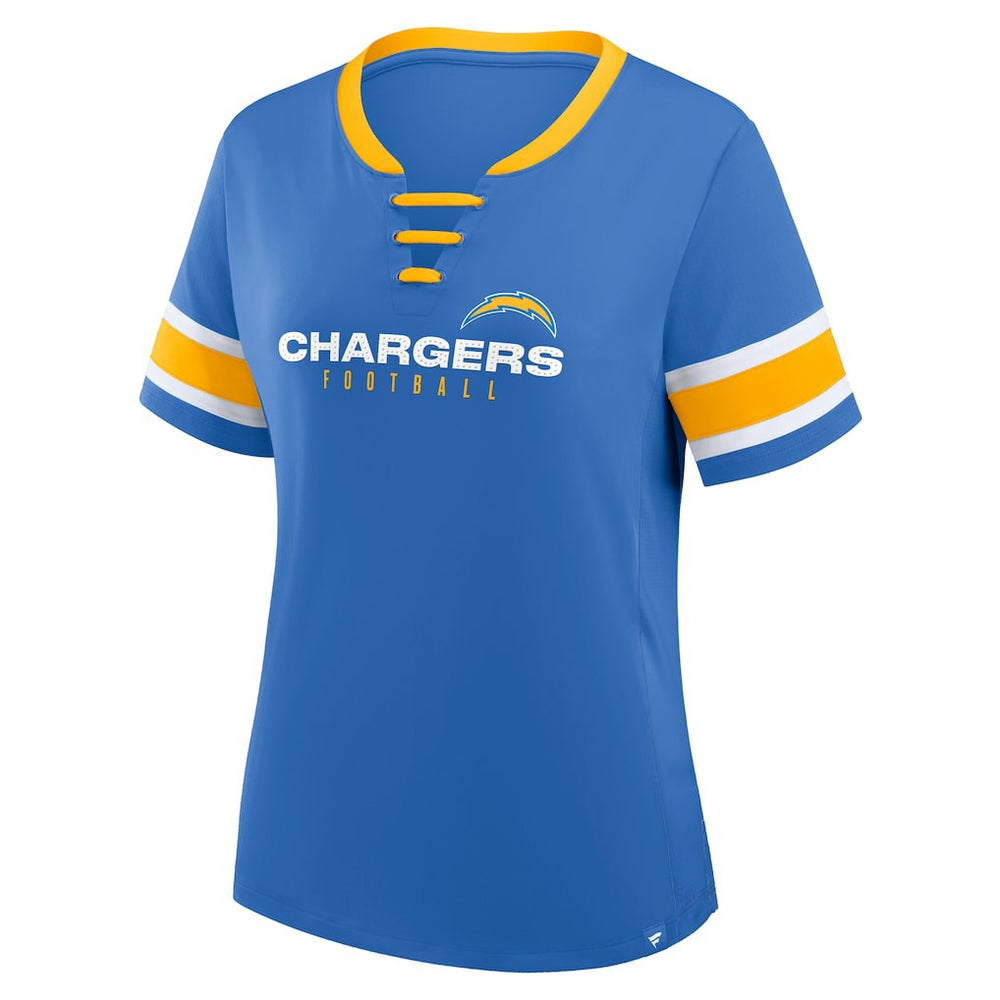 Women's Redzone Draw Play Athena Lace-Up T-Shirt - Los Angeles Chargers