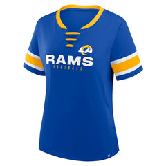 Women's Redzone Draw Play Athena Lace-Up T-Shirt - Los Angeles Rams