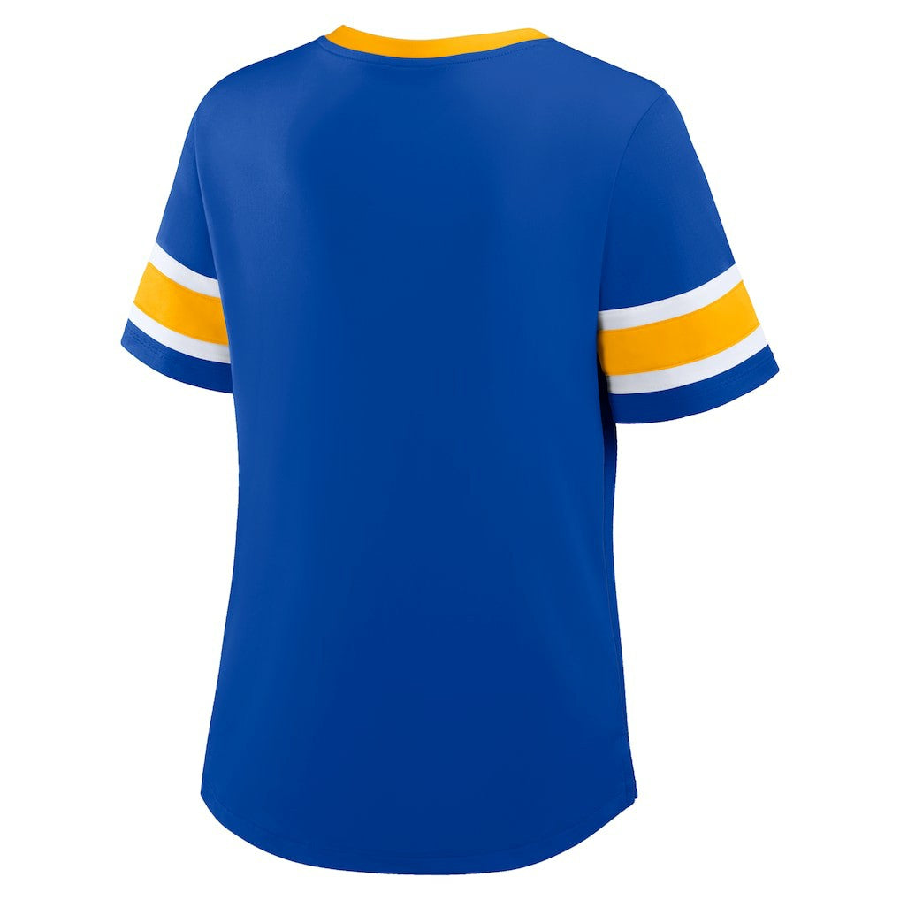 Women's Redzone Draw Play Athena Lace-Up T-Shirt - Los Angeles Rams