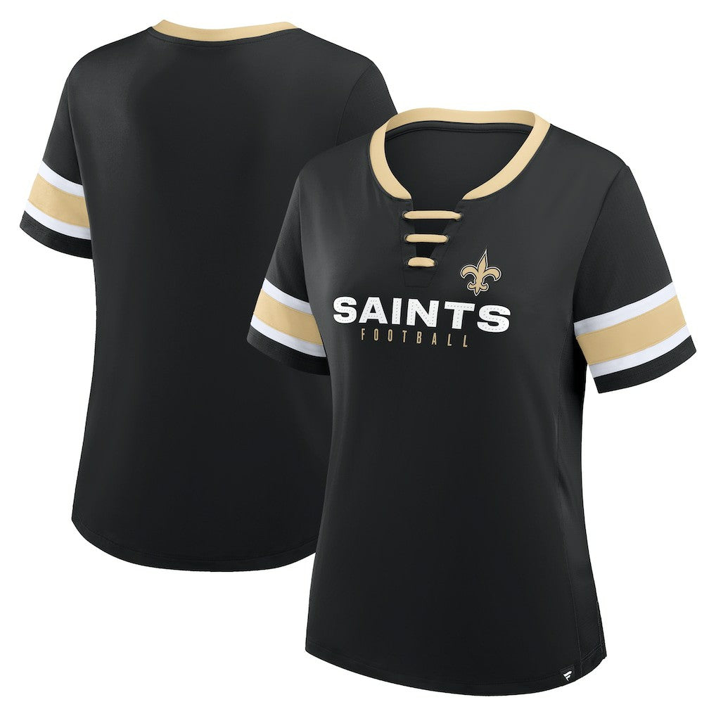 Women's Redzone Draw Play Athena Lace-Up T-Shirt - New Orleans Saints