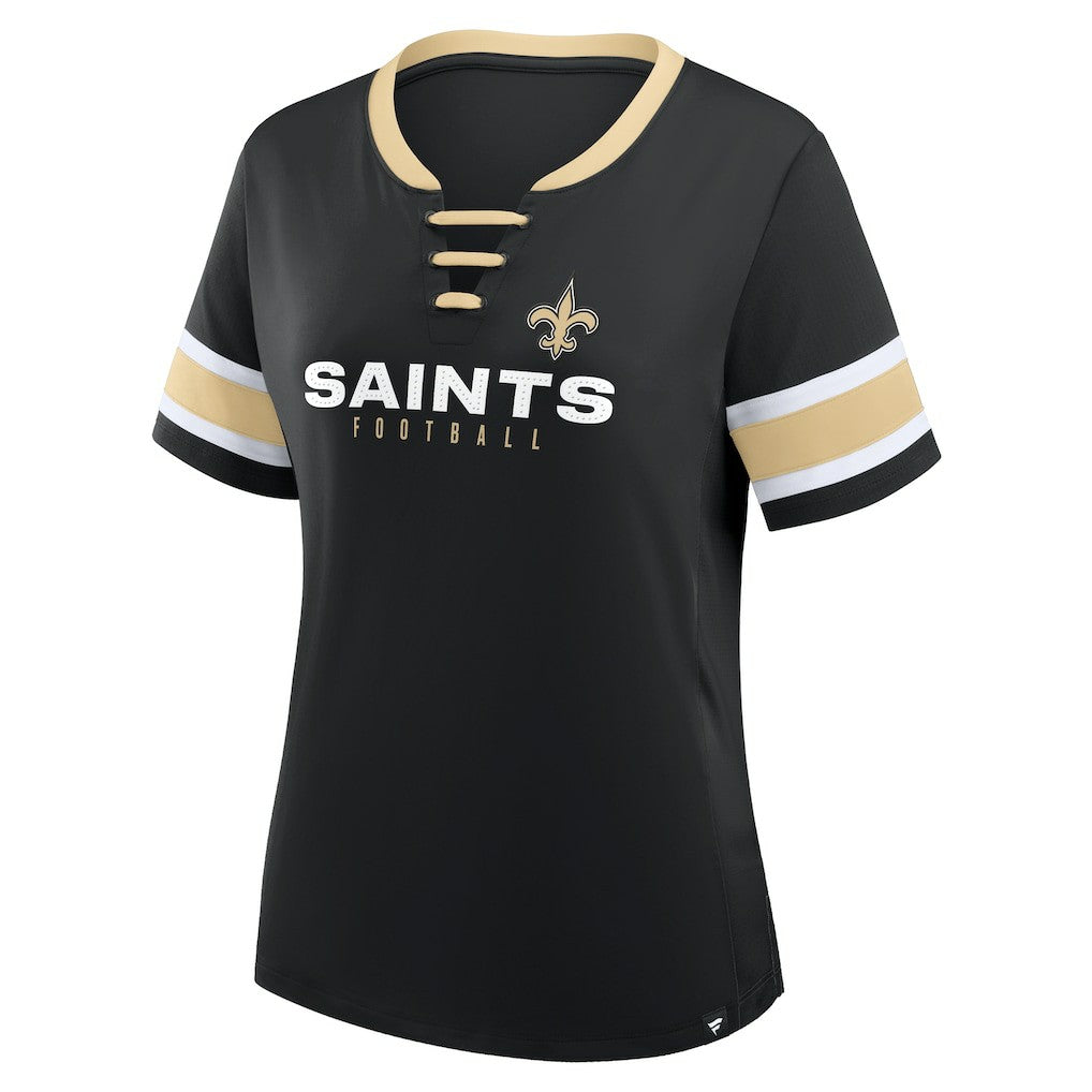 Women's Redzone Draw Play Athena Lace-Up T-Shirt - New Orleans Saints