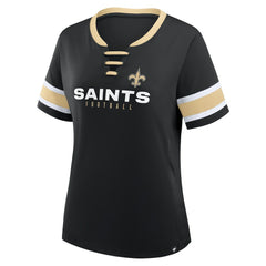 Women's Redzone Draw Play Athena Lace-Up T-Shirt - New Orleans Saints