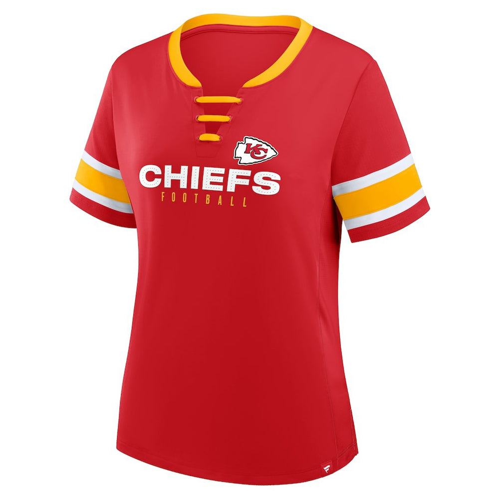 Women's Redzone Draw Play Athena Lace-Up T-Shirt - Kansas City Chiefs