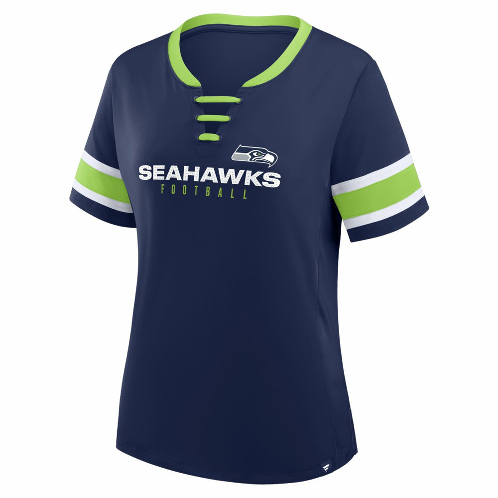 Women's Redzone Draw Play Athena Lace-Up T-Shirt - Seattle Seahawks