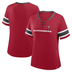 Women's Redzone Draw Play Athena Lace-Up T-Shirt - Tampa Bay Buccaneers