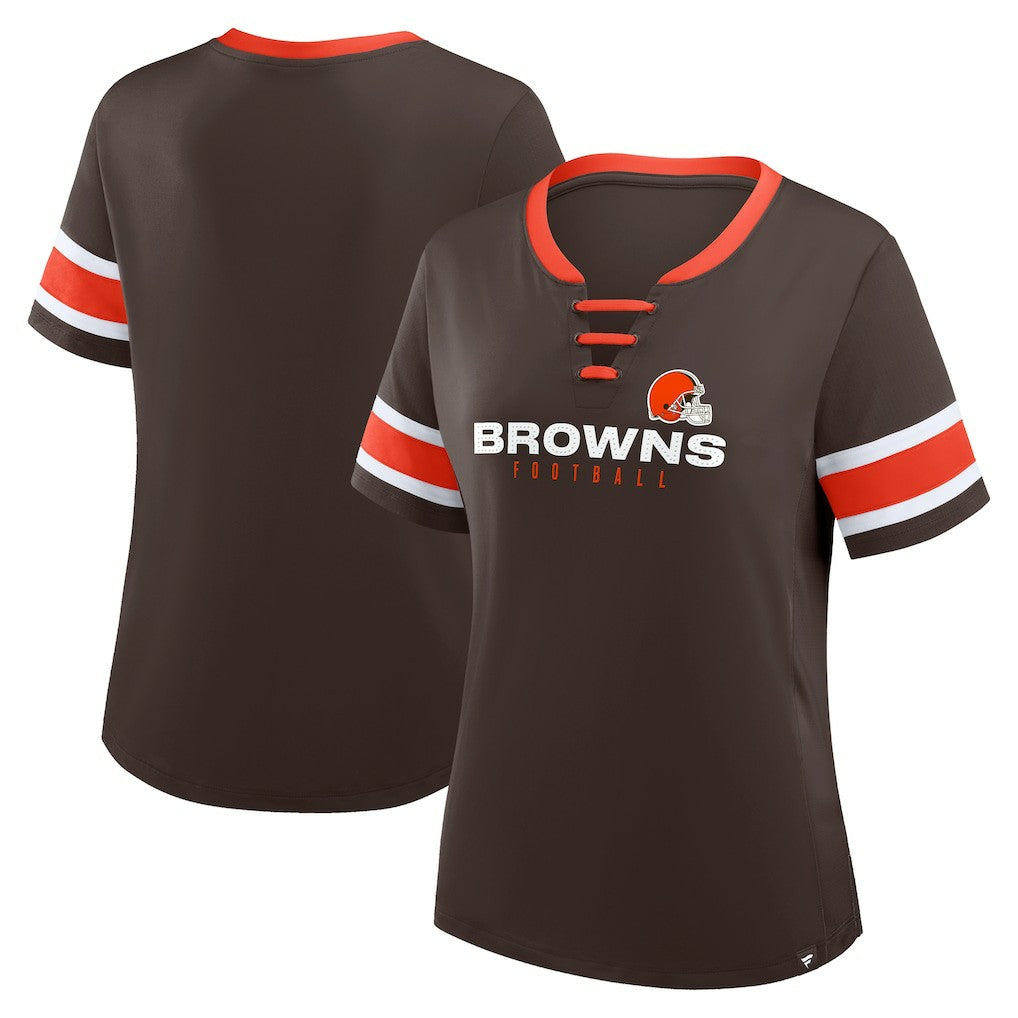Women's Redzone Draw Play Athena Lace-Up T-Shirt - Cleveland Browns