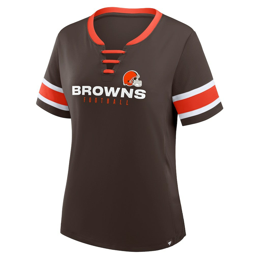 Women's Redzone Draw Play Athena Lace-Up T-Shirt - Cleveland Browns