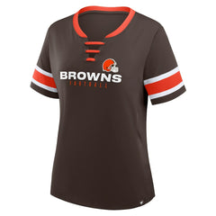 Women's Redzone Draw Play Athena Lace-Up T-Shirt - Cleveland Browns