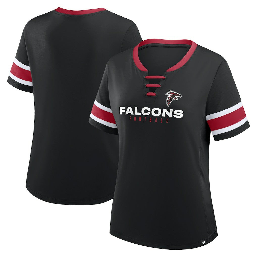 Women's Redzone Draw Play Athena Lace-Up T-Shirt - Atlanta Falcons