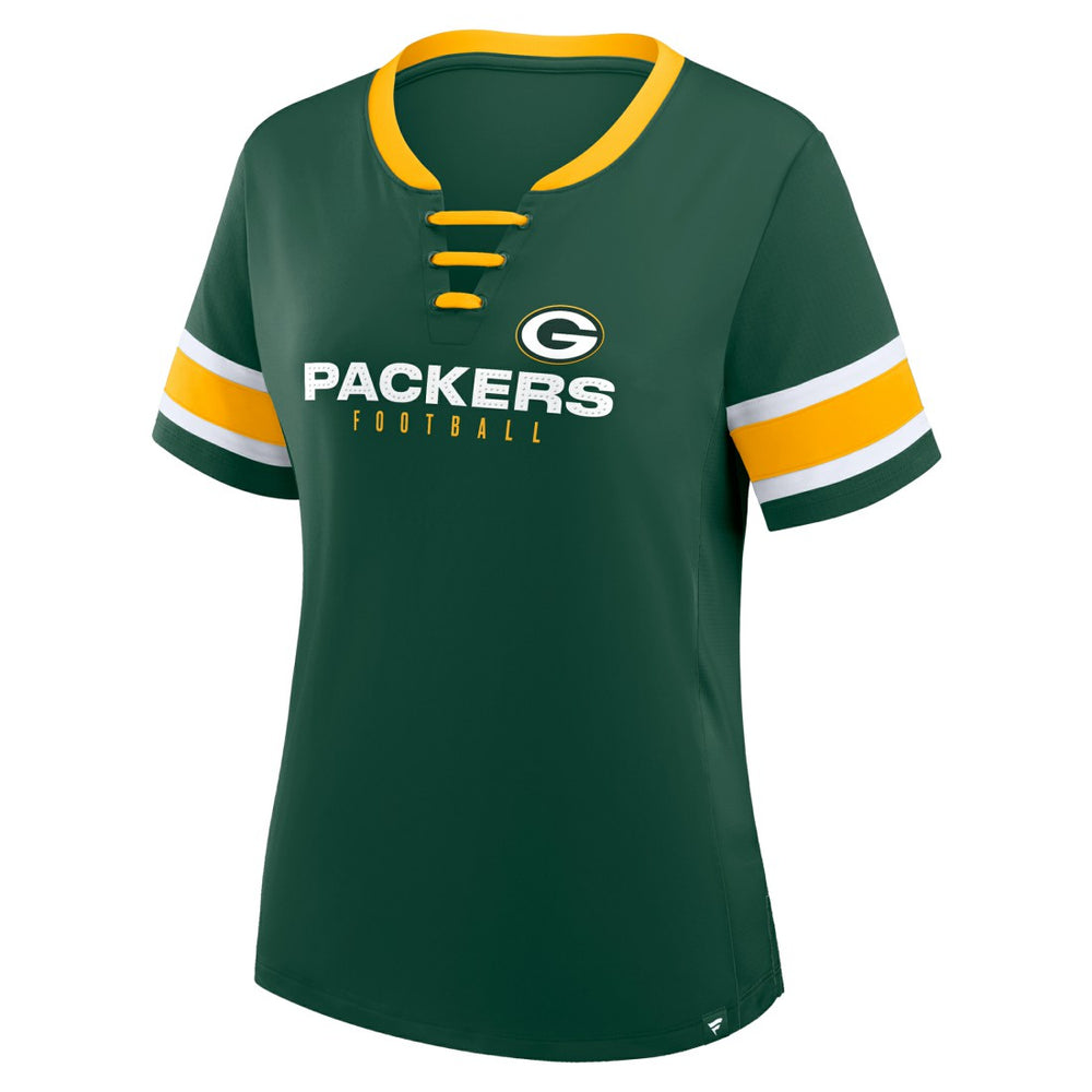 Women's Redzone Draw Play Athena Lace-Up T-Shirt - Green Bay Packers