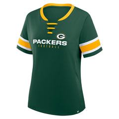 Women's Redzone Draw Play Athena Lace-Up T-Shirt - Green Bay Packers
