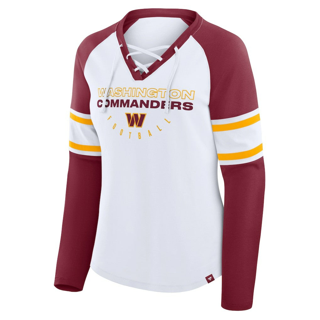 Women's Redzone Blitz Package Raglan Lace-Up V-Neck Long Sleeve T-Shirt - Washington Commanders