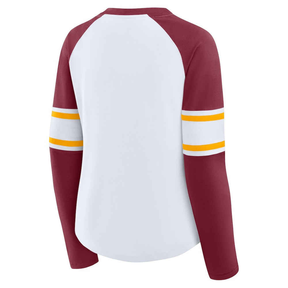 Women's Redzone Blitz Package Raglan Lace-Up V-Neck Long Sleeve T-Shirt - Washington Commanders