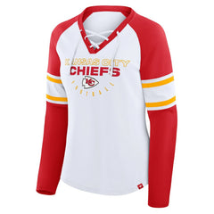 Women's Redzone Blitz Package Raglan Lace-Up V-Neck Long Sleeve T-Shirt - Kansas City Chiefs