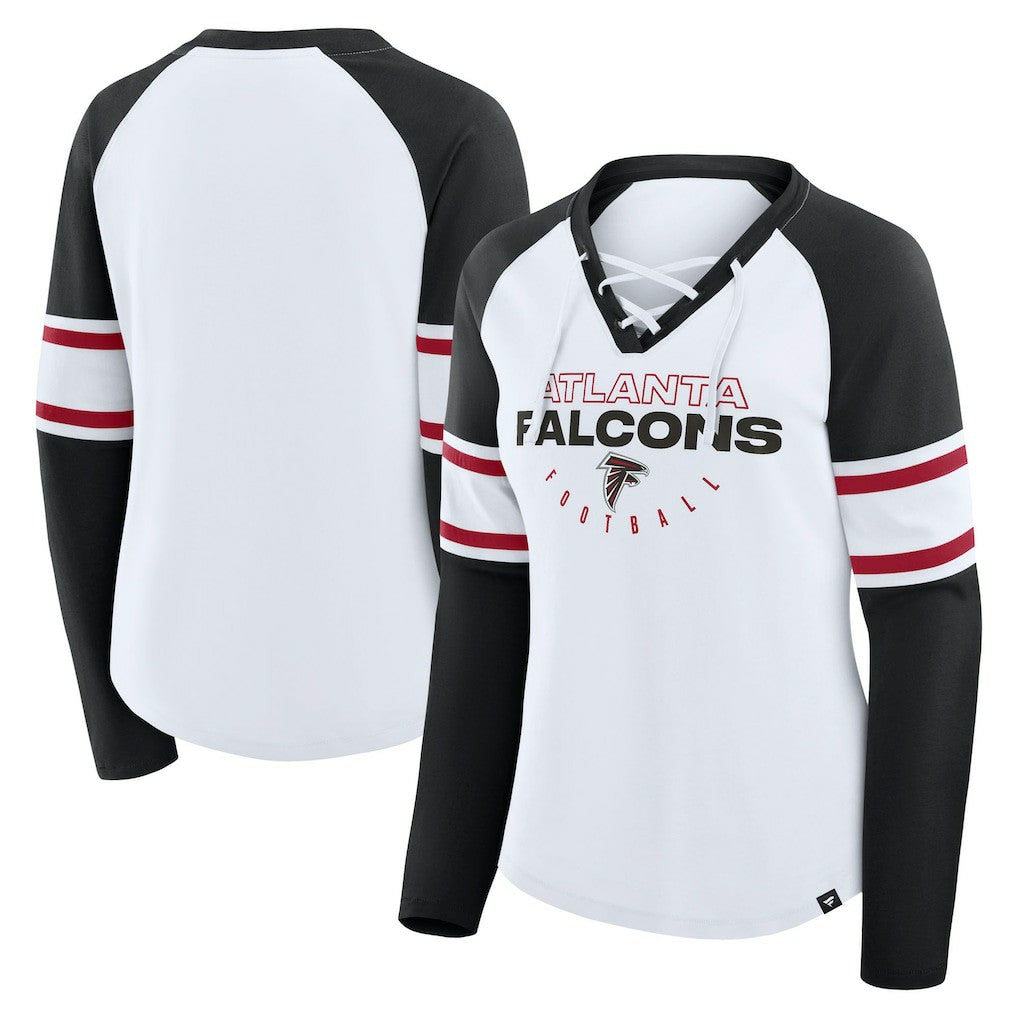 Women's Redzone Blitz Package Raglan Lace-Up V-Neck Long Sleeve T-Shirt - Atlanta Falcons