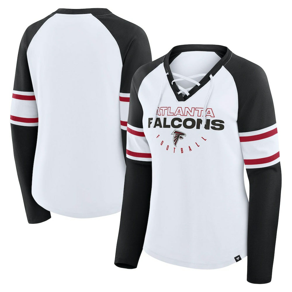Women's Redzone Blitz Package Raglan Lace-Up V-Neck Long Sleeve T-Shirt - Atlanta Falcons