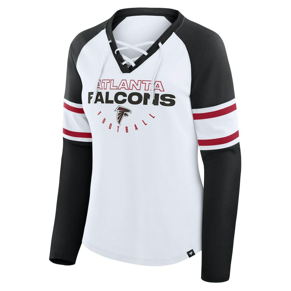 Women's Redzone Blitz Package Raglan Lace-Up V-Neck Long Sleeve T-Shirt - Atlanta Falcons