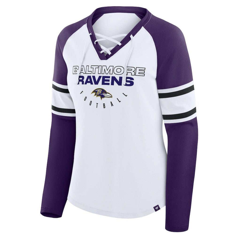 Women's Redzone Blitz Package Raglan Lace-Up V-Neck Long Sleeve T-Shirt - Baltimore Ravens