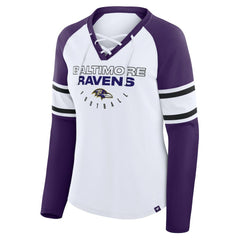 Women's Redzone Blitz Package Raglan Lace-Up V-Neck Long Sleeve T-Shirt - Baltimore Ravens