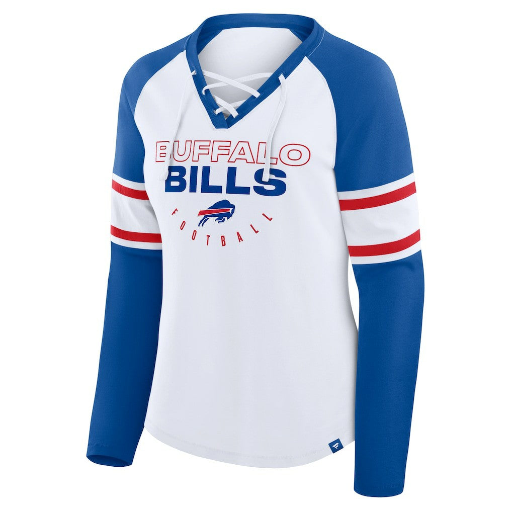 Women's Redzone Blitz Package Raglan Lace-Up V-Neck Long Sleeve T-Shirt - Buffalo Bills