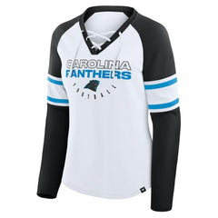 Women's Redzone Blitz Package Raglan Lace-Up V-Neck Long Sleeve T-Shirt - Carolina Panthers