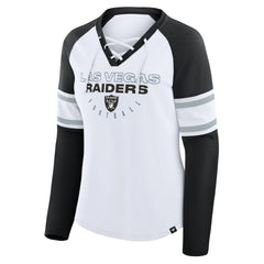 Women's Redzone Blitz Package Raglan Lace-Up V-Neck Long Sleeve T-Shirt - Las Vegas Raiders