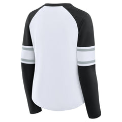 Women's Redzone Blitz Package Raglan Lace-Up V-Neck Long Sleeve T-Shirt - Las Vegas Raiders