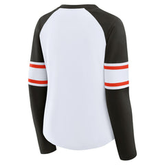 Women's Redzone Blitz Package Raglan Lace-Up V-Neck Long Sleeve T-Shirt - Cleveland Browns