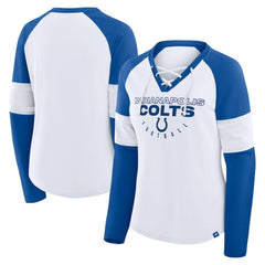 Women's Redzone Blitz Package Raglan Lace-Up V-Neck Long Sleeve T-Shirt - Indianapolis Colts