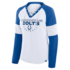 Women's Redzone Blitz Package Raglan Lace-Up V-Neck Long Sleeve T-Shirt - Indianapolis Colts