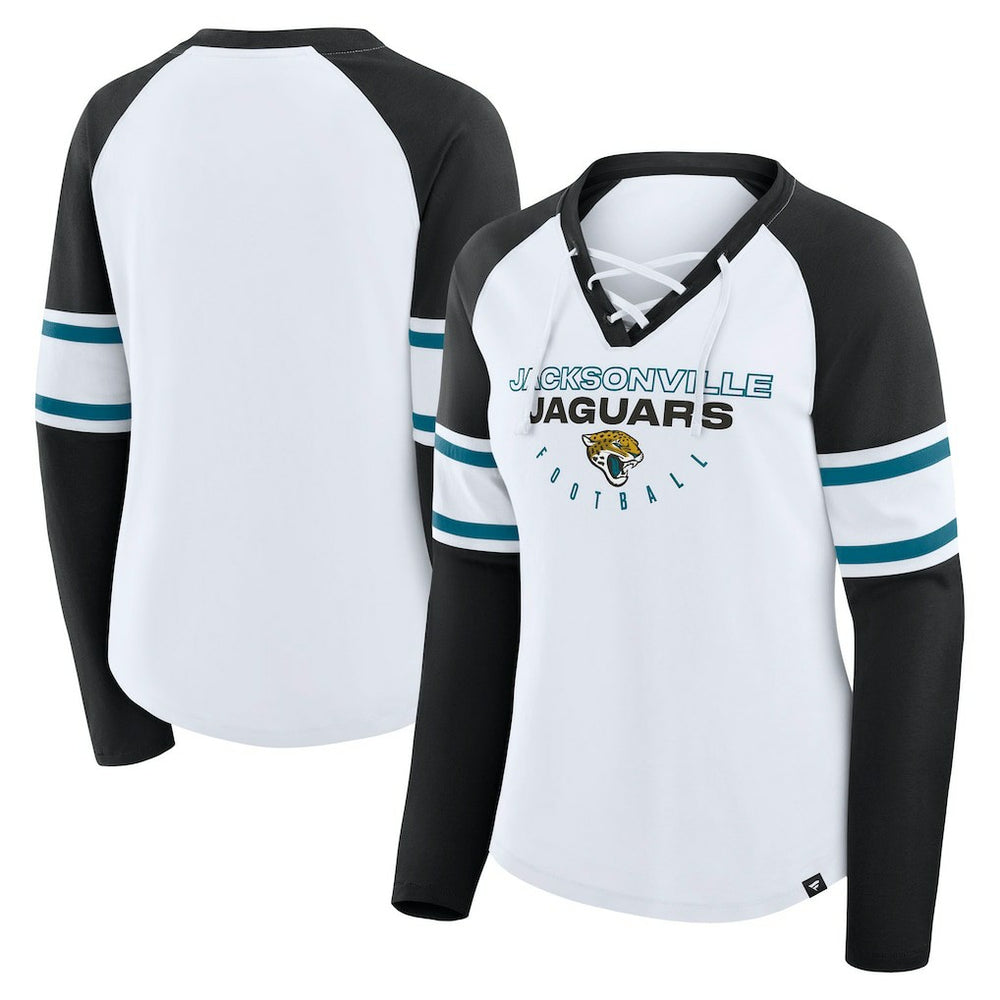 Women's Redzone Blitz Package Raglan Lace-Up V-Neck Long Sleeve T-Shirt - Jacksonville Jaguars