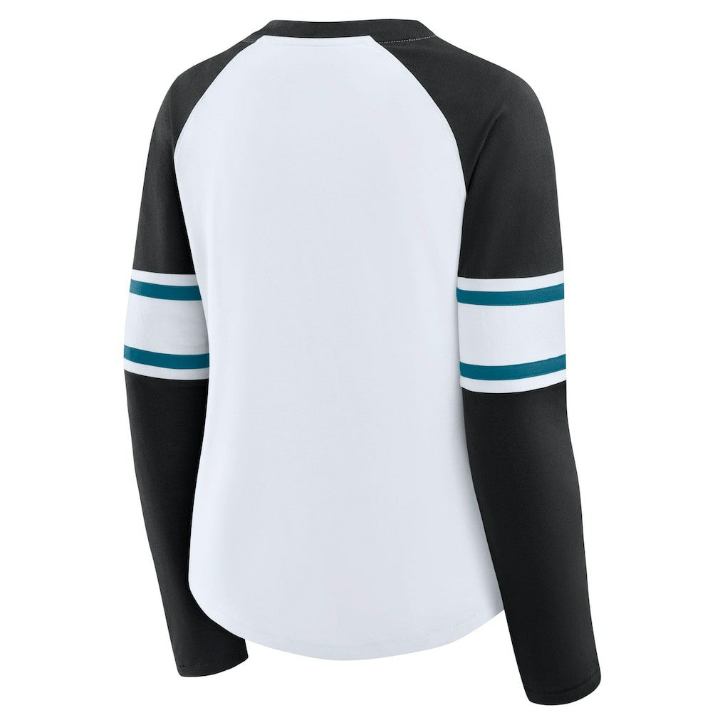 Women's Redzone Blitz Package Raglan Lace-Up V-Neck Long Sleeve T-Shirt - Jacksonville Jaguars