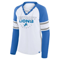 Women's Redzone Blitz Package Raglan Lace-Up V-Neck Long Sleeve T-Shirt - Detroit Lions