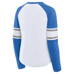 Women's Redzone Blitz Package Raglan Lace-Up V-Neck Long Sleeve T-Shirt - Detroit Lions