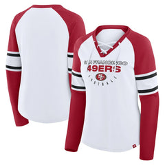 Women's Redzone Blitz Package Raglan Lace-Up V-Neck Long Sleeve T-Shirt - San Francisco 49ers