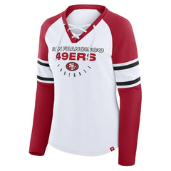 Women's Redzone Blitz Package Raglan Lace-Up V-Neck Long Sleeve T-Shirt - San Francisco 49ers