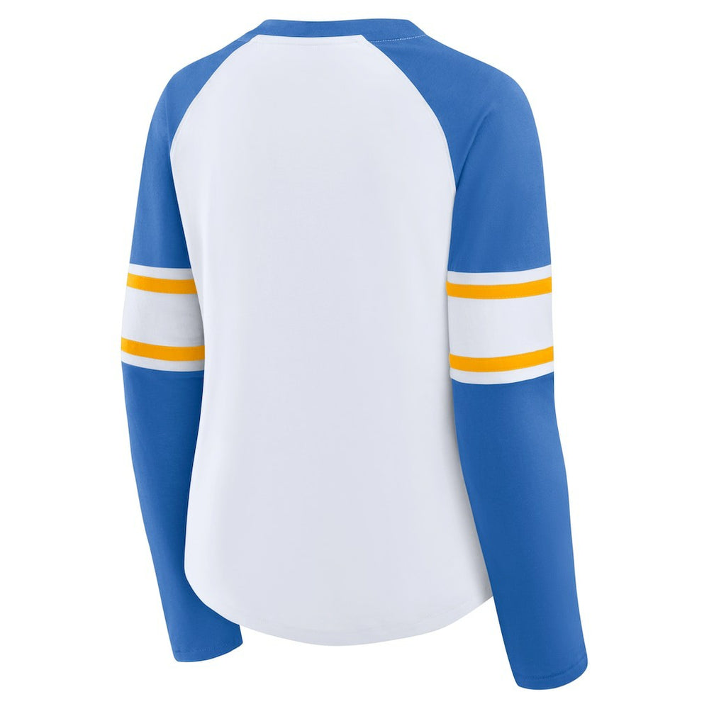 Women's Redzone Blitz Package Raglan Lace-Up V-Neck Long Sleeve T-Shirt - Los Angeles Chargers