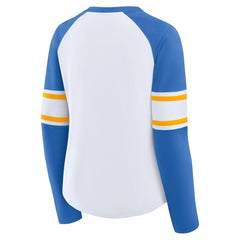 Women's Redzone Blitz Package Raglan Lace-Up V-Neck Long Sleeve T-Shirt - Los Angeles Chargers
