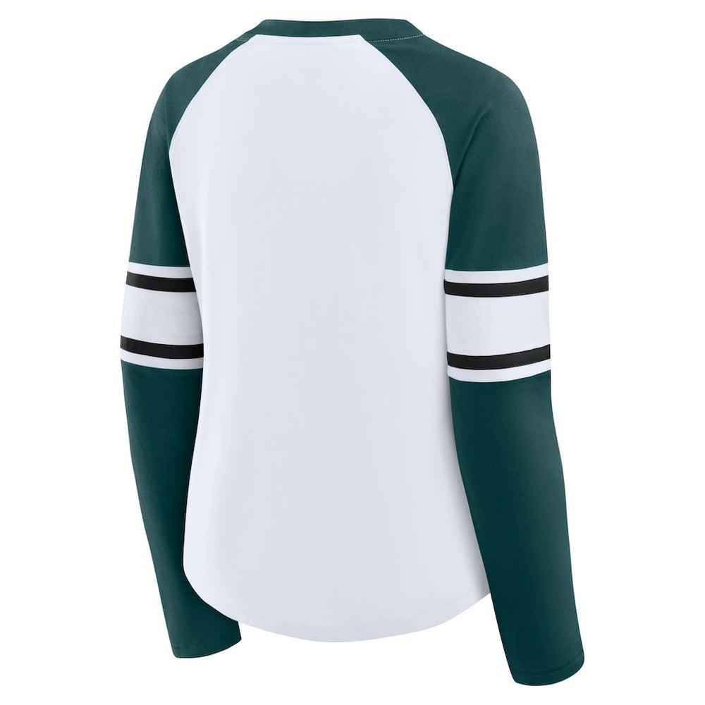 Women's Redzone Blitz Package Raglan Lace-Up V-Neck Long Sleeve T-Shirt - Philadelphia Eagles