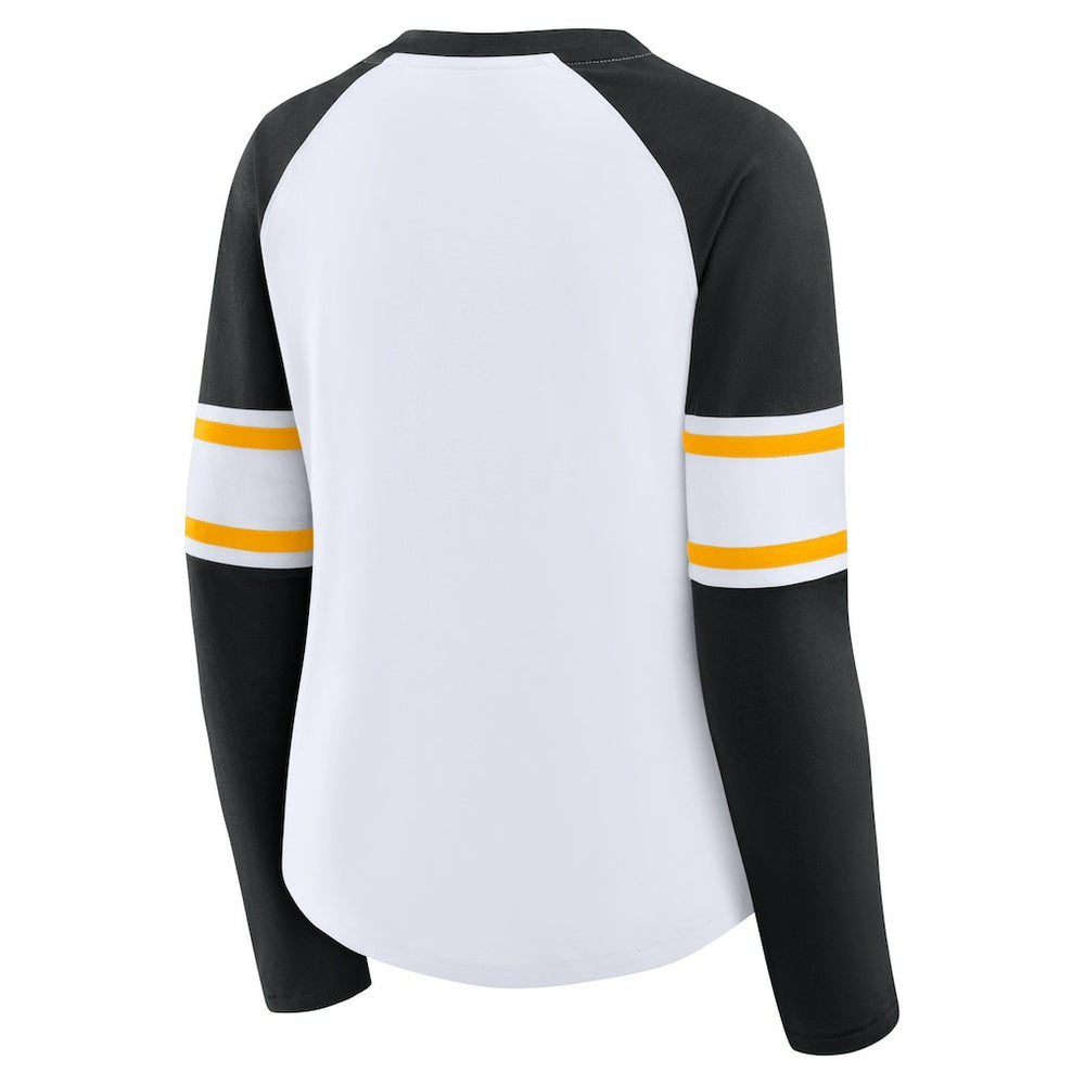 Women's Redzone Blitz Package Raglan Lace-Up V-Neck Long Sleeve T-Shirt - Pittsburgh Steelers