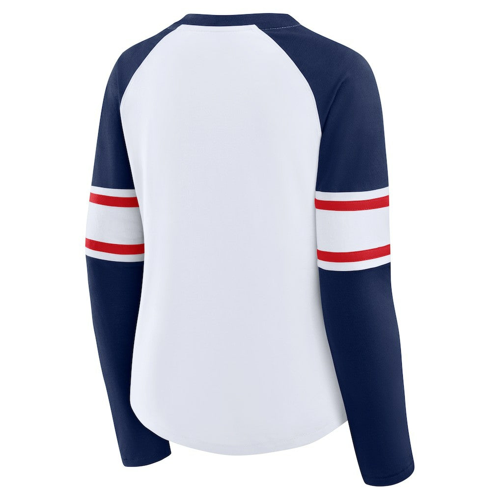 Women's Redzone Blitz Package Raglan Lace-Up V-Neck Long Sleeve T-Shirt - New England Patriots